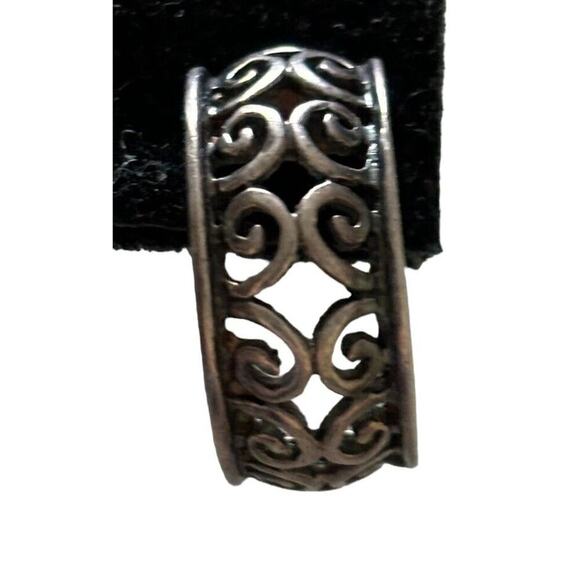 Sterling Silver Half Hoop Pierced Scroll Earrings Drop Signed Artisian Vintage - Picture 5 of 11